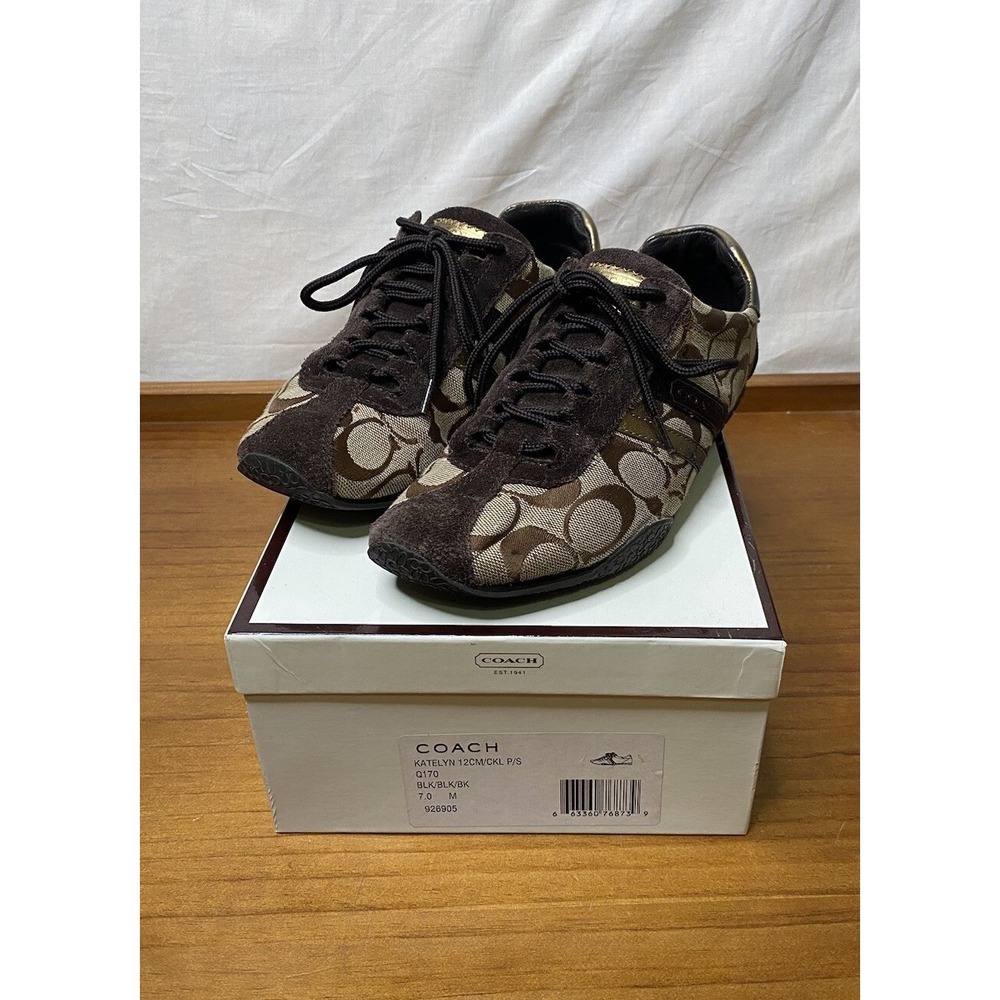 Coach Signature Katelyn Lace Up Sneakers Women's Size 7 Y2K Streetwear Shoes